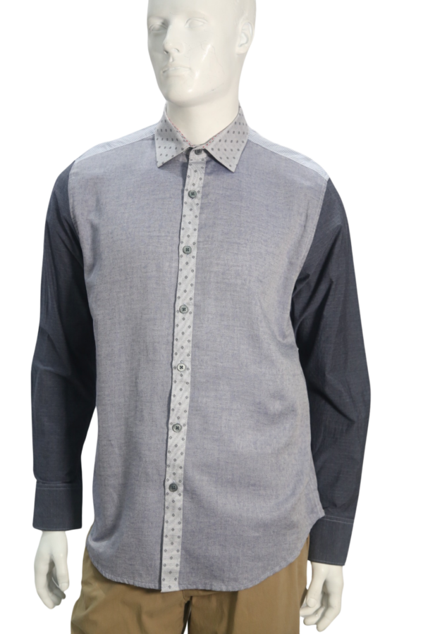 Blue Patterned Long Sleeve Shirt