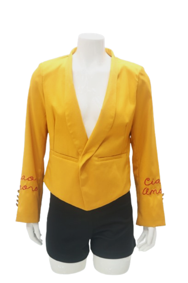 Balbou Mustard Open Front “Ciao Amore” Blazer
